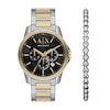 Thumbnail Image 1 of Men’s Armani Exchange Banks Two-Tone IP Chronograph Watch with Black Dial and Chain Bracelet Box Set (Model: AX7148SET)