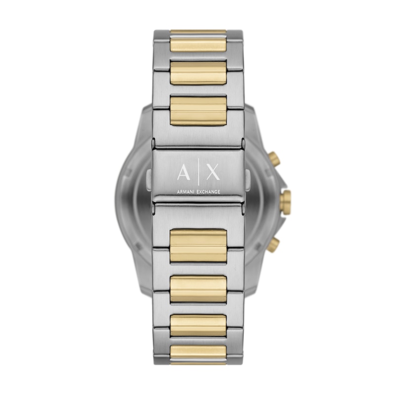 Main Image 2 of Men’s Armani Exchange Banks Two-Tone IP Chronograph Watch with Black Dial and Chain Bracelet Box Set (Model: AX7148SET)