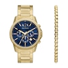 Thumbnail Image 1 of Men’s Armani Exchange Banks Gold-Tone IP Chronograph Watch with Blue Dial and Chain Bracelet Box Set (Model: AX7151SET)
