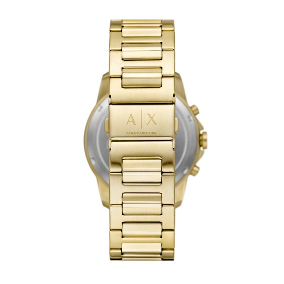 Menâs Armani Exchange Gold-Tone IP Chronograph Watch with Blue Dial and Chain Bracelet Box Set (Model: Ax7151Set)