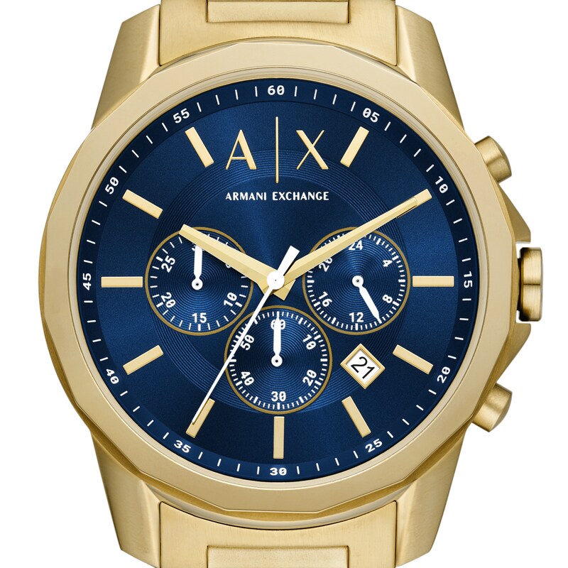 Main Image 7 of Men’s Armani Exchange Banks Gold-Tone IP Chronograph Watch with Blue Dial and Chain Bracelet Box Set (Model: AX7151SET)