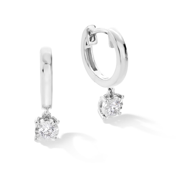 3/8 CT. T.w. Diamond Miracle Solitaire Dangle Hoop Earrings in 10K Gold (I/I2