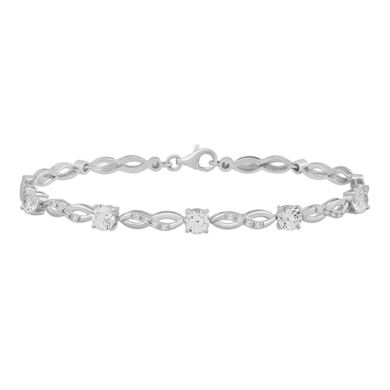 5.0mm White Lab-Created Sapphire Infinity Link Bracelet in Sterling Silver - 7.5"