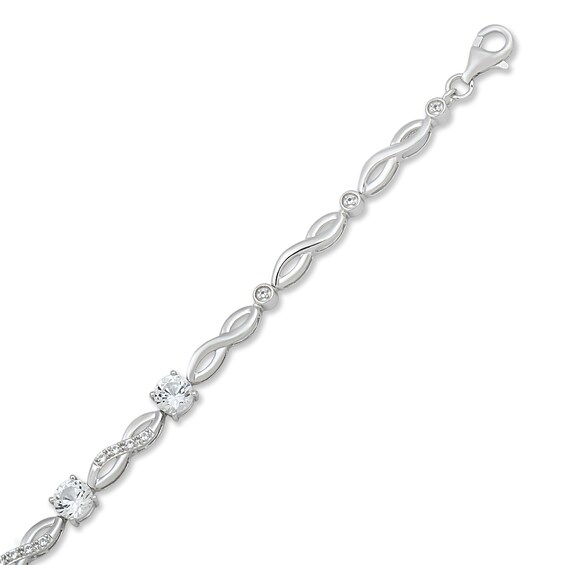 5.0mm White Lab-Created Sapphire Infinity Link Bracelet in Sterling Silver - 7.5"