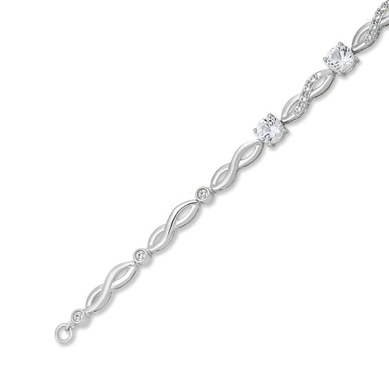 5.0mm White Lab-Created Sapphire Infinity Link Bracelet in Sterling Silver - 7.5"