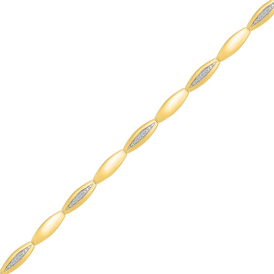 1/10 CT. T.w. Diamond Oval Link Bracelet in Sterling Silver with 10K Gold Plate - 7.5"