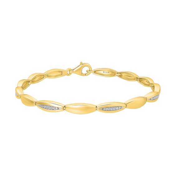 1/10 CT. T.w. Diamond Oval Link Bracelet in Sterling Silver with 10K Gold Plate - 7.5"