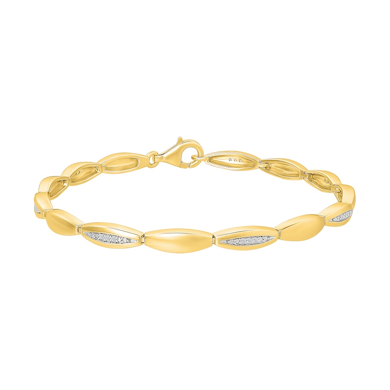 Main Image 2 of 1/10 CT. T.W. Diamond Oval Link Bracelet in Sterling Silver with 10K Gold Plate - 7.5"