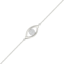 1/10 CT. T.W. Multi-Diamond Evil Eye Bracelet in Sterling Silver - 7.5"