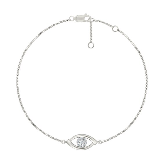 1/10 CT. T.w. Multi-Diamond Evil Eye Bracelet in Sterling Silver - 7.5"