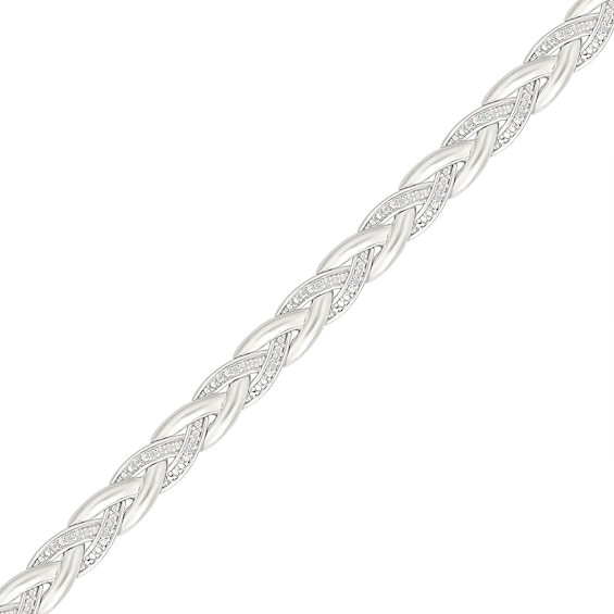 1/10 CT. T.w. Diamond Braided Link Bracelet in Sterling Silver - 7.25"