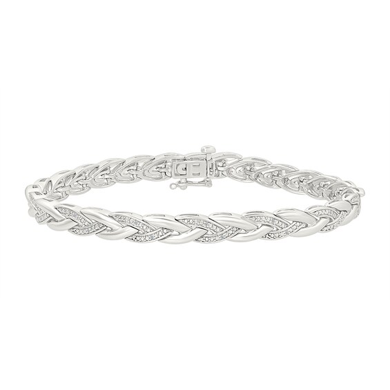 1/10 CT. T.w. Diamond Braided Link Bracelet in Sterling Silver - 7.25"
