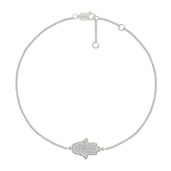 1/10 CT. T.w. Diamond Hamsa Bracelet in Sterling Silver - 7.5"