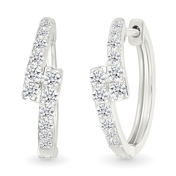 1/2 CT. T.w. Certified Lab-Grown Diamond Graduated Bypass Hoop Earrings in Sterling Silver (I/Si2)