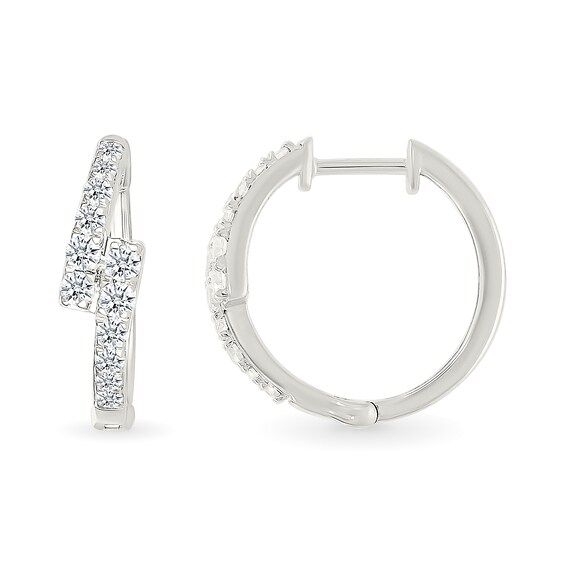 1/2 CT. T.w. Certified Lab-Grown Diamond Graduated Bypass Hoop Earrings in Sterling Silver (I/Si2)