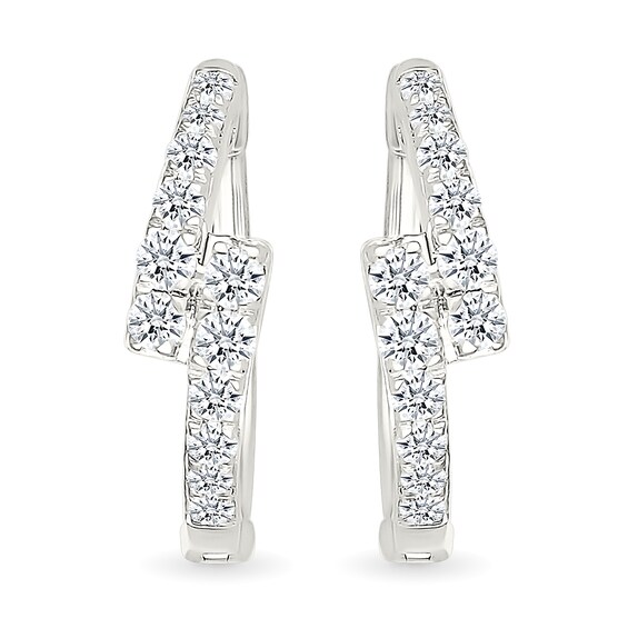 1/2 CT. T.w. Certified Lab-Grown Diamond Graduated Bypass Hoop Earrings in Sterling Silver (I/Si2)