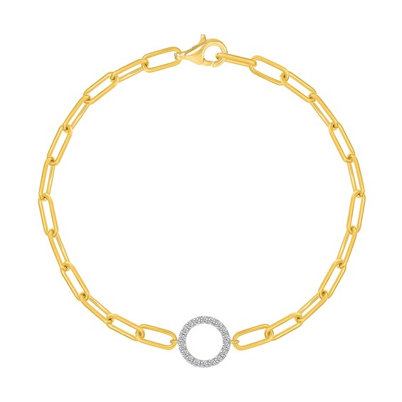 1/5 CT. T.w. Certified Lab-Grown Diamond Circle Bracelet in Sterling Silver with 10K Gold Plate (I/Si2) - 7.5"