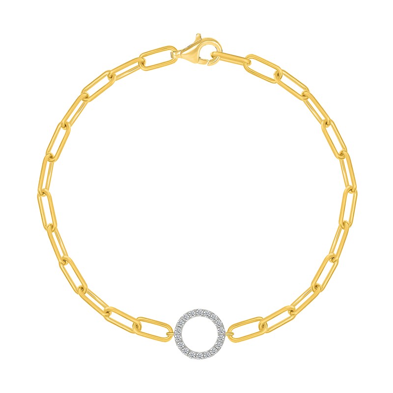 Main Image 2 of 1/5 CT. T.W. Certified Lab-Grown Diamond Circle Bracelet in Sterling Silver with 10K Gold Plate (I/SI2) - 7.5"