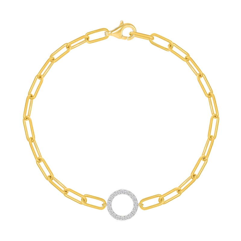 Main Image 3 of 1/5 CT. T.W. Certified Lab-Grown Diamond Circle Bracelet in Sterling Silver with 10K Gold Plate (I/SI2) - 7.5"