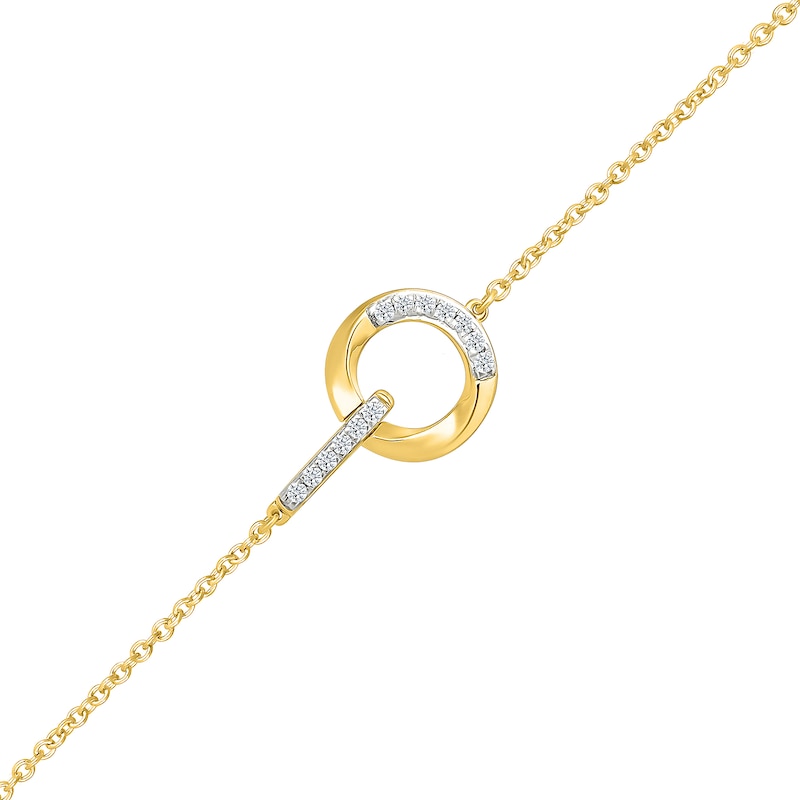 Main Image 1 of 1/10 CT. T.W. Diamond Interlocking Circle Bracelet in Sterling Silver with 10K Gold Plate - 7.5&quot;