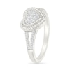 Thumbnail Image 2 of 1/6 CT. T.W. Heart-Shaped Multi-Diamond Rope-Textured Frame Split Shank Ring in Sterling Silver