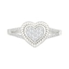Thumbnail Image 4 of 1/6 CT. T.W. Heart-Shaped Multi-Diamond Rope-Textured Frame Split Shank Ring in Sterling Silver