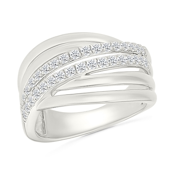 1/2 CT. T.w. Certified Lab-Grown Diamond Multi-Row Split Shank Ring in Sterling Silver (I/Si2)