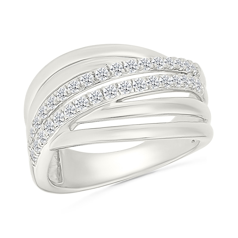 Main Image 1 of 1/2 CT. T.W. Certified Lab-Grown Diamond Multi-Row Split Shank Ring in Sterling Silver (I/SI2)