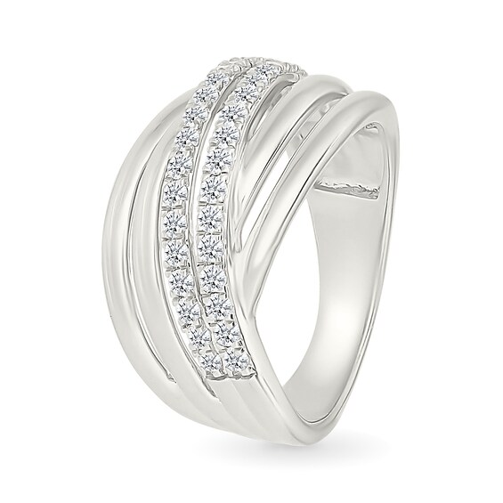 1/2 CT. T.w. Certified Lab-Grown Diamond Multi-Row Split Shank Ring in Sterling Silver (I/Si2)