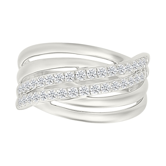 1/2 CT. T.w. Certified Lab-Grown Diamond Multi-Row Split Shank Ring in Sterling Silver (I/Si2)