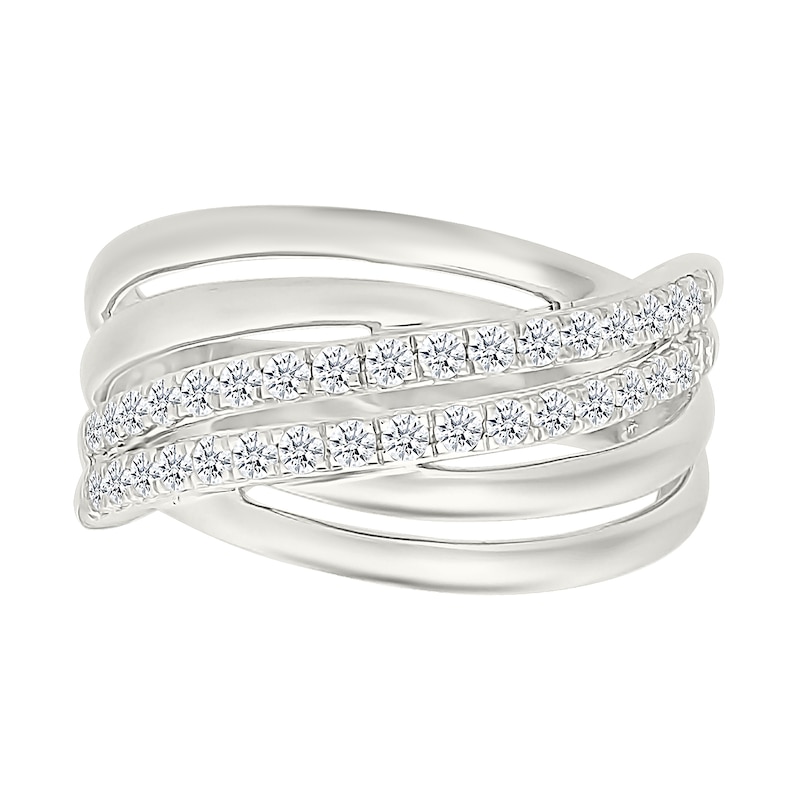 Main Image 4 of 1/2 CT. T.W. Certified Lab-Grown Diamond Multi-Row Split Shank Ring in Sterling Silver (I/SI2)
