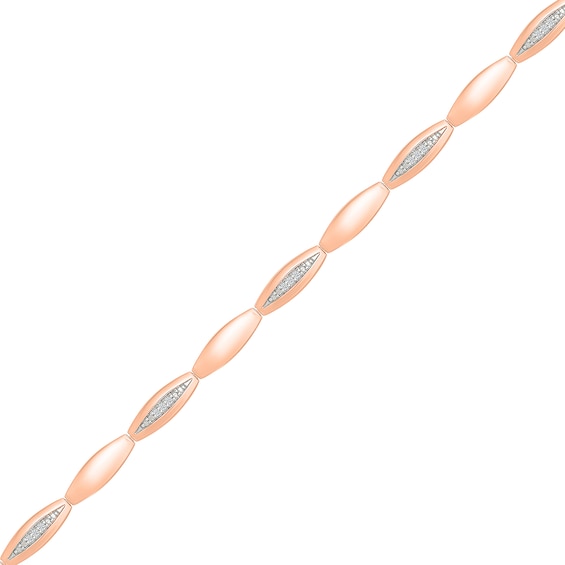 1/10 CT. T.w. Diamond Oval Link Bracelet in Sterling Silver with 10K Rose Gold Plate - 7.5"