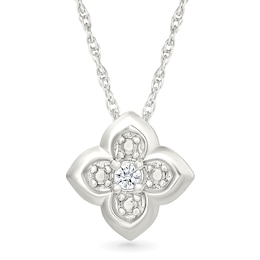 Certified Lab-Grown Diamond Accent Solitaire Clover Pendant in Sterling Silver (I/SI2)