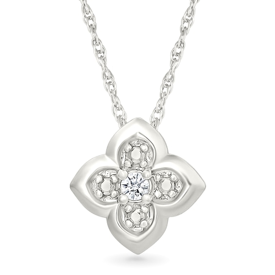 Certified Lab-Grown Diamond Accent Solitaire Clover Pendant in Sterling Silver (I/Si2)