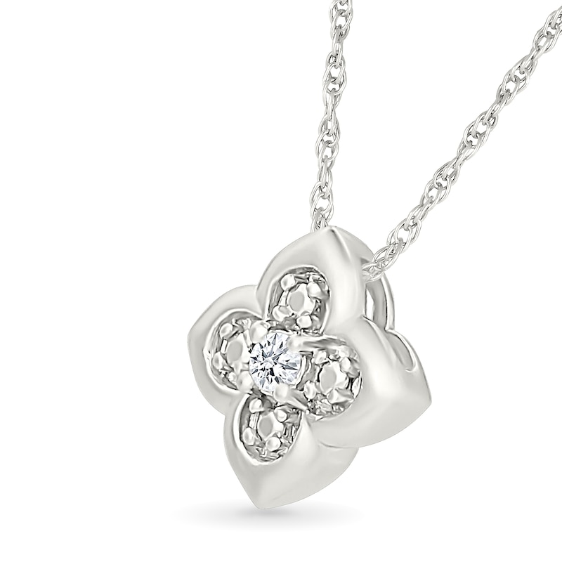 Main Image 3 of Certified Lab-Grown Diamond Accent Solitaire Clover Pendant in Sterling Silver (I/SI2)