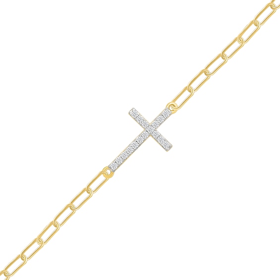1/5 CT. T.w. Certified Lab-Grown Diamond Sideways Cross Bracelet in Sterling Silver with 10K Gold Plate (I/Si2)
