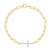 Thumbnail Image 2 of 1/5 CT. T.W. Certified Lab-Created Diamond Sideways Cross Bracelet in Sterling Silver with 10K Gold Plate (I/SI2)