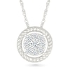 Thumbnail Image 1 of 1/4 CT. T.W. Certified Lab-Grown Multi-Diamond Rope-Textured Frame Pendant in Sterling Silver (I/SI2)