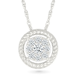 1/4 CT. T.W. Certified Lab-Grown Multi-Diamond Rope-Textured Frame Pendant in Sterling Silver (I/SI2)