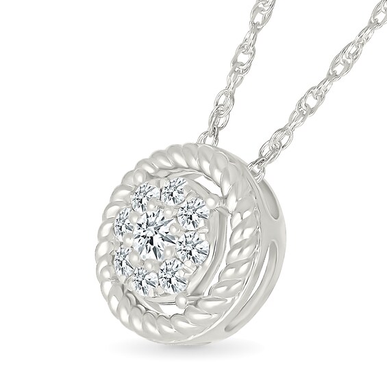 1/4 CT. T.w. Certified Lab-Grown Multi-Diamond Rope-Textured Frame Pendant in Sterling Silver (I/Si2)