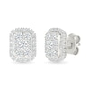 Thumbnail Image 1 of 1/2 CT. T.W. Emerald-Shaped Certified Lab-Grown Multi-Diamond Frame Stud Earrings in Sterling Silver (I/SI2)