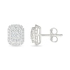 Thumbnail Image 2 of 1/2 CT. T.W. Emerald-Shaped Certified Lab-Grown Multi-Diamond Frame Stud Earrings in Sterling Silver (I/SI2)