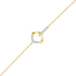 1/10 CT. T.W. Diamond Interlocking Tilted Square Bracelet in Sterling Silver with 10K Gold Plate - 7.5&quot;