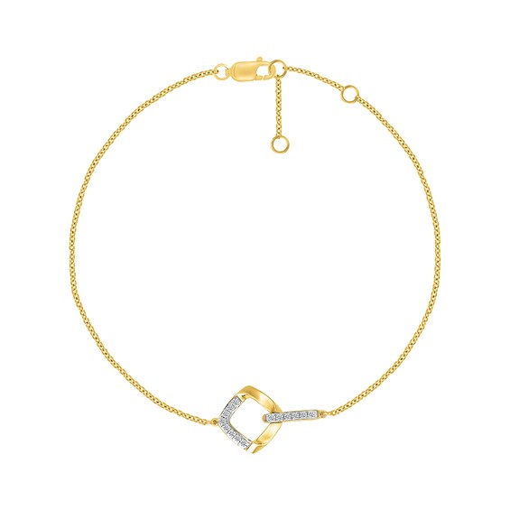 1/10 CT. T.w. Diamond Interlocking Tilted Square Bracelet in Sterling Silver with 10K Gold Plate - 7.5"