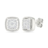 Thumbnail Image 1 of 1/3 CT. T.W. Cushion-Shaped Certified Lab-Grown Multi-Diamond Frame Vintage-Style Stud Earrings in Sterling Silver