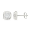 Thumbnail Image 2 of 1/3 CT. T.W. Cushion-Shaped Certified Lab-Grown Multi-Diamond Frame Vintage-Style Stud Earrings in Sterling Silver