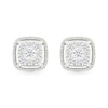 Thumbnail Image 4 of 1/3 CT. T.W. Cushion-Shaped Certified Lab-Grown Multi-Diamond Frame Vintage-Style Stud Earrings in Sterling Silver