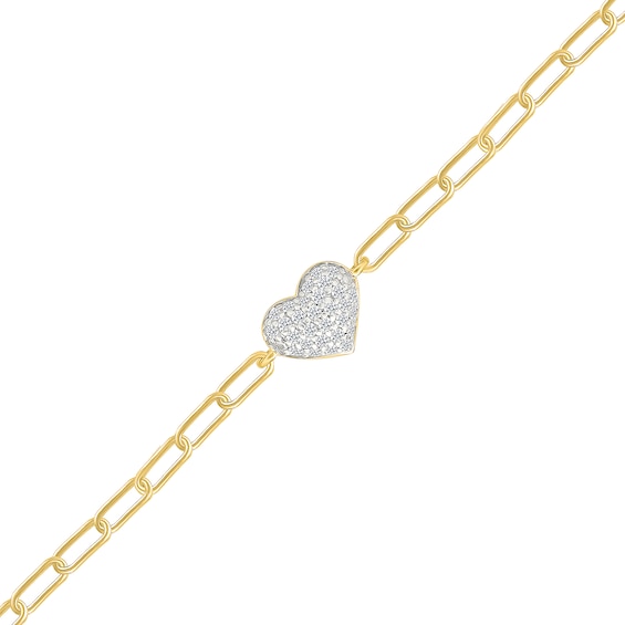 1/5 CT. T.w. Certified Lab-Grown Multi-Diamond Heart Bracelet in Sterling Silver with 10K Gold Plate (I/Si2) - 7.5"