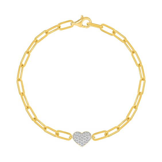 1/5 CT. T.w. Certified Lab-Grown Multi-Diamond Heart Bracelet in Sterling Silver with 10K Gold Plate (I/Si2) - 7.5"