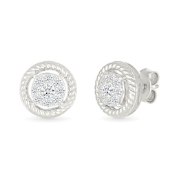 1/4 CT. T.W. Certified Lab-Grown Multi-Diamond Rope-Textured Frame Stud Earrings in Sterling Silver (I/SI2)
